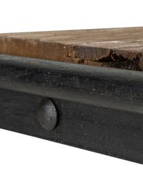 Consolle stile industriale Iron, Ripiani: legno di teak, finitura n, Struttura: metallo verniciato a polv, Teak, nero, Larg. 125 x Prof. 40 cm