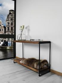 Wandtafel Iron in industrieel design, Plank: natuurlijk teakhout, Frame: gepoedercoat metaal met b, Teakhout, zwart, 125 x 80 cm