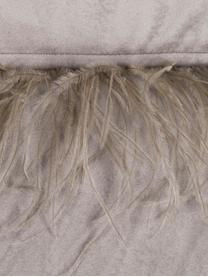 Housse de coussin 40x40 velours gris avec plumes Ostrich, Gris