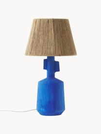 Keramik-Tischlampe Alicia, Lampenschirm: Leinenfäden, Lampenfuß: Keramik, Braun, Blau, Ø 26 x H 49 cm