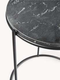 Tavolino rotondo con piano in marmo Ella, Struttura: metallo verniciato a polv, Nero marmorizzato, nero, Ø 40 x Alt. 50 cm