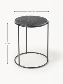 Kulatý mramorový odkládací stolek Ella, Černá, mramorovaná, Ø 40 cm, V 50 cm