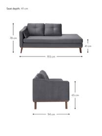 Fluwelen chaise longue Alva in donkergrijs met beukenhout-poten, Bekleding: fluweel (hoogwaardig poly, Frame: massief grenenhout, Poten: massief gebeitst beukenho, Fluweel donkergrijs, B 193 x D 94 cm