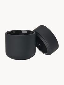 Boîte de rangement en grès cérame Ume, Grès cérame recouvert d'une surface douce au toucher (plastique), Noir, mat, Ø 8 x haut. 10 cm