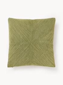 Housse de coussin en coton à motif texturé Rino, 100 % coton, Vert, larg. 45 x long. 45 cm