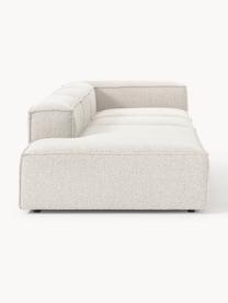 Chaise loungue componibile XL in bouclé Lennon, Rivestimento: bouclé (100% poliestere) , Struttura: legno di pino massiccio, , Piedini: plastica Questo prodotto , Bouclè bianco latte, Larg. 357 x Prof. 119 cm, schienale a sinistra