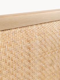 Zagłówek do łóżka z rattanu z drewnianą ramą Byrum, Drewno dębowe, drewno brzozowe, rattan, drewno warstwowe, Rattan, S 165 x W 85 cm