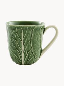 Tazas pintadas a mano Cabbage, 2 uds., Cerámica de gres, Verde oscuro, Ø 12 x Al 11 cm, 350 ml