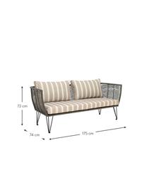 Sofá de exterior Mundo (2 plazas), Estructura: metal recubierto en polvo, Asiento: polietileno, Tapizado: poliéster, Gris verdoso, beige, gris, An 175 x F 74 cm