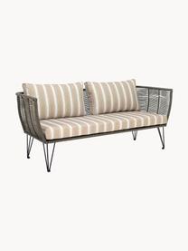 Garten-Loungesofa Mundo mit Kunststoff-Geflecht (2-Sitzer), Gestell: Metall, pulverbeschichtet, Sitzfläche: Polyethylen, Bezug: Polyester, Webstoff Beige, Cremeweiß, Greige, B 175 x T 74 cm