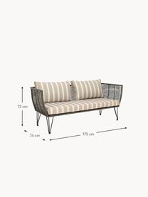 Garten-Loungesofa Mundo mit Kunststoff-Geflecht (2-Sitzer), Gestell: Metall, pulverbeschichtet, Sitzfläche: Polyethylen, Bezug: Polyester, Webstoff Beige, Cremeweiß, Greige, B 175 x T 74 cm