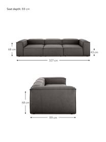 Sofa modułowa Lennon (4-osobowa), Tapicerka: poliester Dzięki tkaninie, Stelaż: lite drewno sosnowe z cer, Nogi: tworzywo sztuczne Materia, Ciemnoszara tkanina, S 327 x G 119 cm