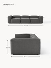 Modulares Sofa Lennon (4-Sitzer), Bezug: 100 % Polyester Der strap, Gestell: Massives Kiefernholz, Spe, Füße: Kunststoff Dieses Produkt, Webstoff Anthrazit, B 327 x T 119 cm