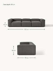 Sofa modułowa Lennon (4-osobowa), Tapicerka: 100% poliester Dzięki tka, Stelaż: lite drewno sosnowe, skle, Nogi: tworzywo sztuczne Ten pro, Antracytowa tkanina, S 327 x G 119 cm