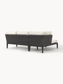 Narożna sofa ogrodowa Caline, Tapicerka: 100% poliester Dzięki tka, Stelaż: aluminium, Złamana biel, antracytowy, S 149 x G 77 cm, lewostronna