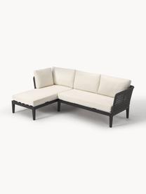 Narożna sofa ogrodowa Caline, Tapicerka: 100% poliester Dzięki tka, Stelaż: aluminium, Złamana biel, antracytowy, S 149 x G 77 cm, lewostronna