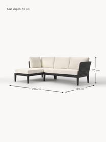 Narożna sofa ogrodowa Caline, Tapicerka: 100% poliester Dzięki tka, Stelaż: aluminium, Złamana biel, antracytowy, S 149 x G 77 cm, lewostronna