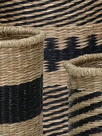 Corbeilles de rangement fibre naturelle Sumbawa, 3 élém., Jonc de mer, Noir, beige, Lot de différentes tailles