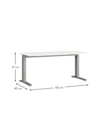 Höhenverstellbarer Schreibtisch Easy, Tischplatte: Spanplatte mit Melaminhar, Gestell: Metall, pulverbeschichtet, Off White, Hellgrau, B 160 x T 80 cm