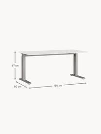 Höhenverstellbarer Schreibtisch Easy, Tischplatte: Spanplatte mit Melaminhar, Gestell: Metall, pulverbeschichtet, Off White, Hellgrau, B 160 x T 80 cm