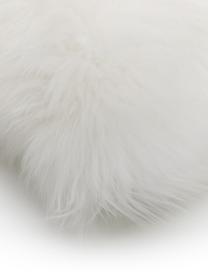 Federa arredo in pelle di pecora liscia Oslo, Retro: lino, Bianco crema, Larg. 30 x Lung. 50 cm