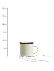 Tasse émaillée avec bord peint à la main Ginger, 2 élém., Métal avec revêtement en émail, Couleur crème, noir, Ø 10 x haut. 8 cm, 350 ml