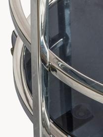 Servierwagen Beauchamp aus Edelstahl, Einlegeböden: Rauchglas, Gestell: Edelstahl, poliert, Silberfarben, Schwarz, B 64 x H 80 cm