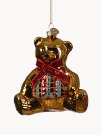 Vianočná ozdoba Teddy, Sklo, Odtiene zlatej, Š 10 x V 11 cm
