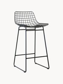 Kovová vysoká stolička  Wire, Kov s práškovým náterom, Čierna, Š 47 x V 89 cm