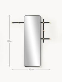 Nástěnné zrcadlo s háčky Will, Černá, zlatá, Š 105 cm, V 140 cm