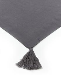 Mantel con borlas Benini, 85% algodón, 15% lino, Gris oscuro, De 6 a 10 comensales (An 130 x L 270 cm)