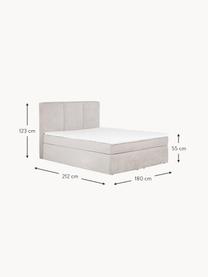 Boxspringbett Oberon, Matratze: 5-Zonen-Taschenfederkern, Füße: Kunststoff Dieses Produkt, Webstoff Beige, B 160 x L 200 cm, Härtegrad H2