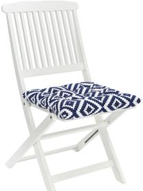 Cuscino sedia blu scuro/bianco Miami, Rivestimento: 100% cotone, Blu scuro, bianco, Larg. 40 x Lung. 40 cm