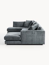 Narożna sofa modułowa Tribeca, Tapicerka: 100% poliester Dzięki tka, Stelaż: drewno bukowe, drewno sos, Nogi: drewno sosnowe Ten produk, Szaroniebieska tkanina, S 356 x G 192 cm, lewostronna