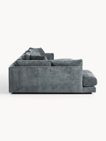 Narożna sofa modułowa Tribeca, Tapicerka: 100% poliester Dzięki tka, Stelaż: drewno bukowe, drewno sos, Nogi: drewno sosnowe Ten produk, Szaroniebieska tkanina, S 356 x G 192 cm, lewostronna