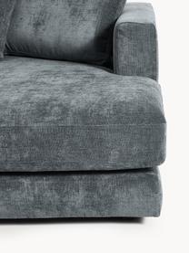 Narożna sofa modułowa Tribeca, Tapicerka: 100% poliester Dzięki tka, Stelaż: drewno bukowe, drewno sos, Nogi: drewno sosnowe Ten produk, Szaroniebieska tkanina, S 356 x G 192 cm, lewostronna