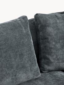 Narożna sofa modułowa Tribeca, Tapicerka: 100% poliester Dzięki tka, Stelaż: drewno bukowe, drewno sos, Nogi: drewno sosnowe Ten produk, Szaroniebieska tkanina, S 356 x G 192 cm, lewostronna