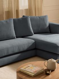 Narożna sofa modułowa Tribeca, Tapicerka: 100% poliester Dzięki tka, Stelaż: drewno bukowe, drewno sos, Nogi: drewno sosnowe Ten produk, Szaroniebieska tkanina, S 356 x G 192 cm, lewostronna