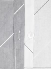 Dwustronna pościel z bawełny renforcé Marla, Szary, biały, 135 x 200 cm + 1 poduszka 80 x 80 cm