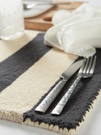 Handgetuftete Tischsets Kio Stripe, 4 Stück, 100 % Baumwolle, Schwarz, Cremeweiß, B 35 x L 45 cm