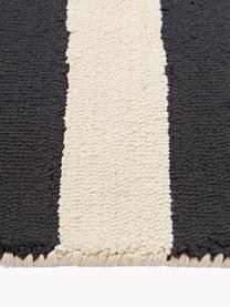 Handgetufte placemats Kio Stripe, 4 stuks, 100% katoen, Zwart, crèmewit, B 35 x L 45 cm