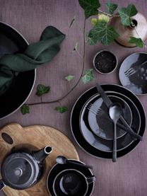 Ručně vyrobené hluboké talíře Nordic Coal, 4 ks, Kamenina, Černá, tečky, Ø 22 cm, V 5 cm