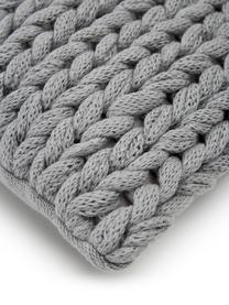 Housse de coussin grosse maille Chunky Adyna, 100 % polyacrylique, Gris clair, larg. 30 x long. 50 cm