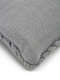 Housse de coussin grosse maille Chunky Adyna, 100 % polyacrylique, Gris clair, larg. 30 x long. 50 cm