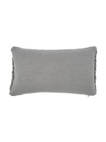 Funda de cojín artesanal de punto grueso Adyna, 100% poliacrílico, Gris claro, An 30 x L 50 cm