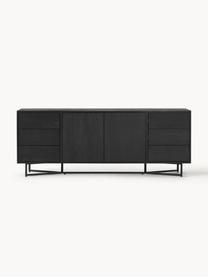 Credenza XL in legno di mango Luca, Struttura: metallo verniciato a polv, Legno di mango laccato nero, Larg. 210 x Alt. 80 cm