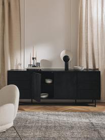 XL dressoir Luca gemaakt van mangohout, Frame: gepoedercoat metaal Dit p, Mangohout, zwart gelakt, B 210 x H 80 cm