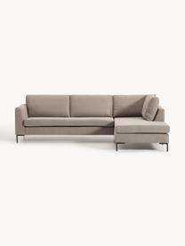 Ecksofa Luna, Bezug: 100 % Polyester Der strap, Gestell: Massives Buchenholz, Schi, Füße: Metall, galvanisiert Das , Webstoff Taupe, B 280 x T 184 cm, Eckteil links