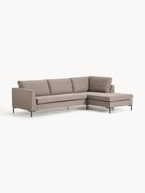 Ecksofa Luna, Bezug: 100 % Polyester Der strap, Gestell: Massives Buchenholz, Schi, Füße: Metall, galvanisiert Das , Webstoff Taupe, B 280 x T 184 cm, Eckteil links