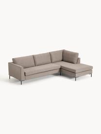 Ecksofa Luna, Bezug: 100 % Polyester Der strap, Gestell: Massives Buchenholz, Schi, Füße: Metall, galvanisiert Das , Webstoff Taupe, B 280 x T 184 cm, Eckteil links